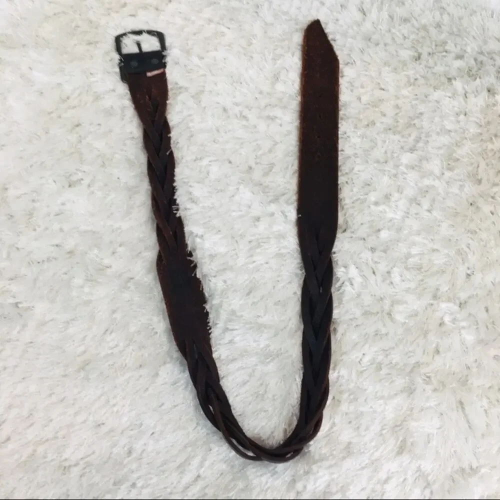 Vintage GAP Leather Braided Sz Small Medium Brown Belt
